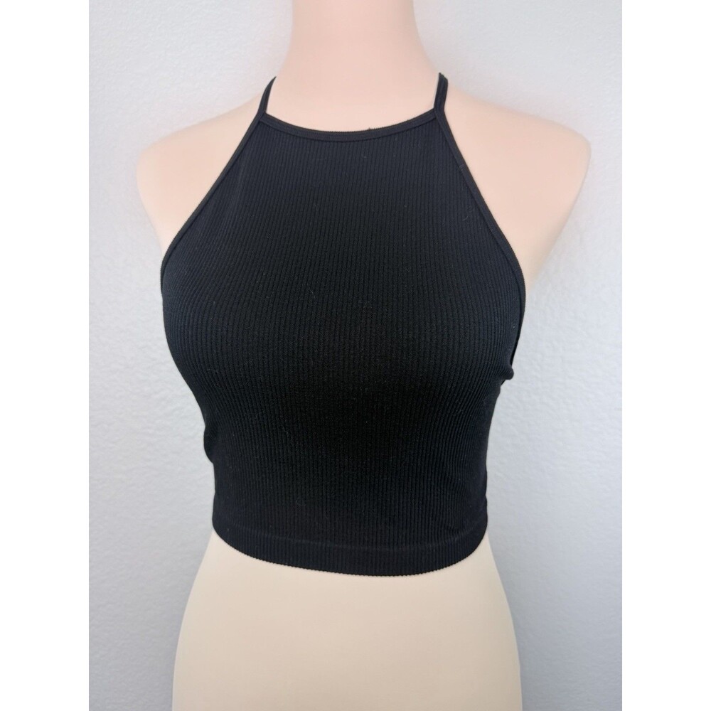 Zara Women's Crop Bralette Halter Crochet Black M/L
